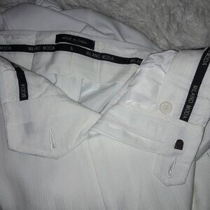 MILANO MODA Off-White Slacks Striped Pattern Size 40L
